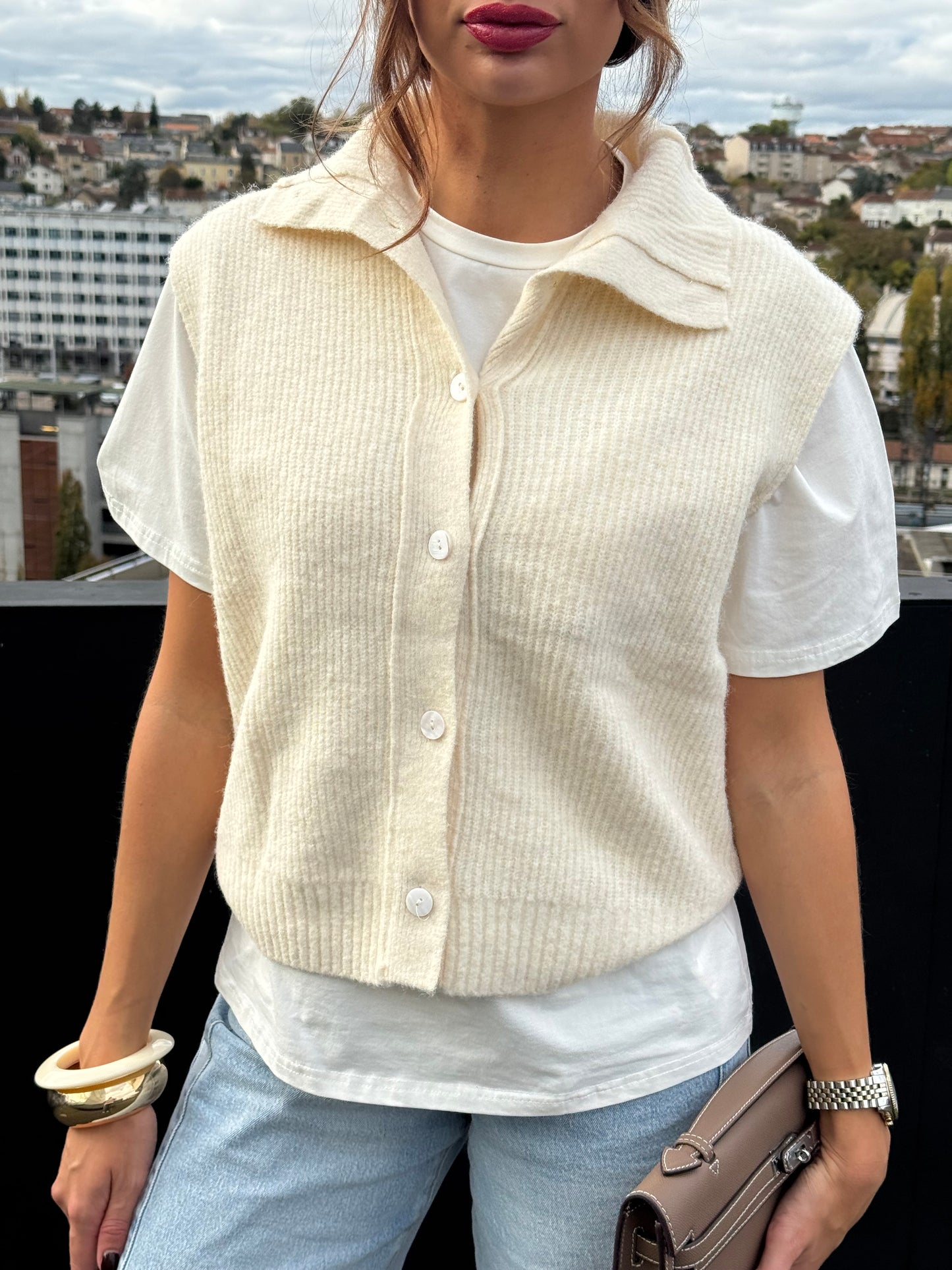 GILET SANS MANCHE EN MAILLE