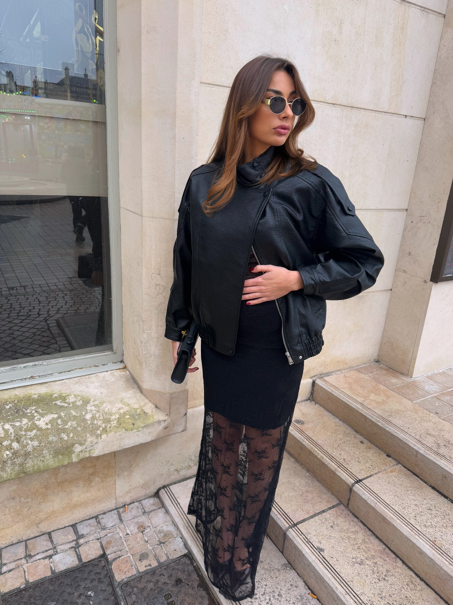 JUPE LONGUE EN DENTELLE À DOUBLURE